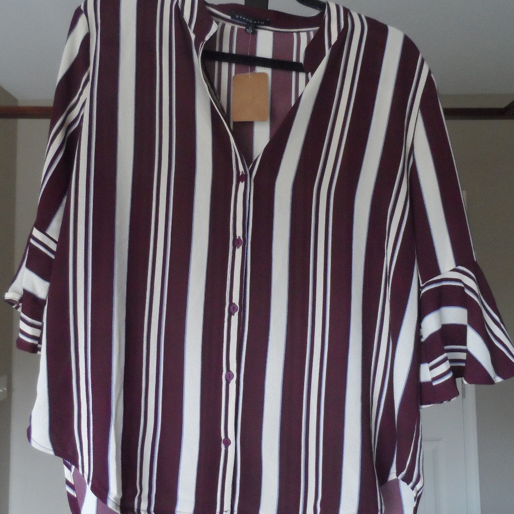 Burgundy and Ivory Button up